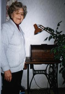 Adela Nissimova Levi with her 'Singer' sewing machine