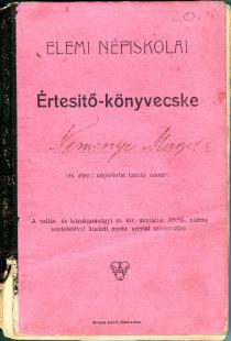 Grade book of Judita Sendrei's mother, Magda Nemenyi